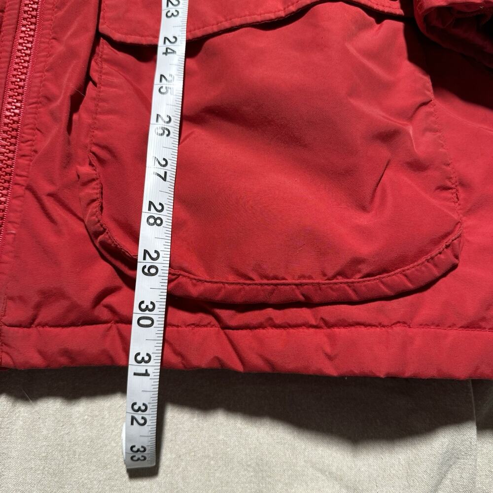 EDDIE BAUER White Tag 90s Down Jacket Women’s Large Red Removable Hood Parka - Picture 10 of 11